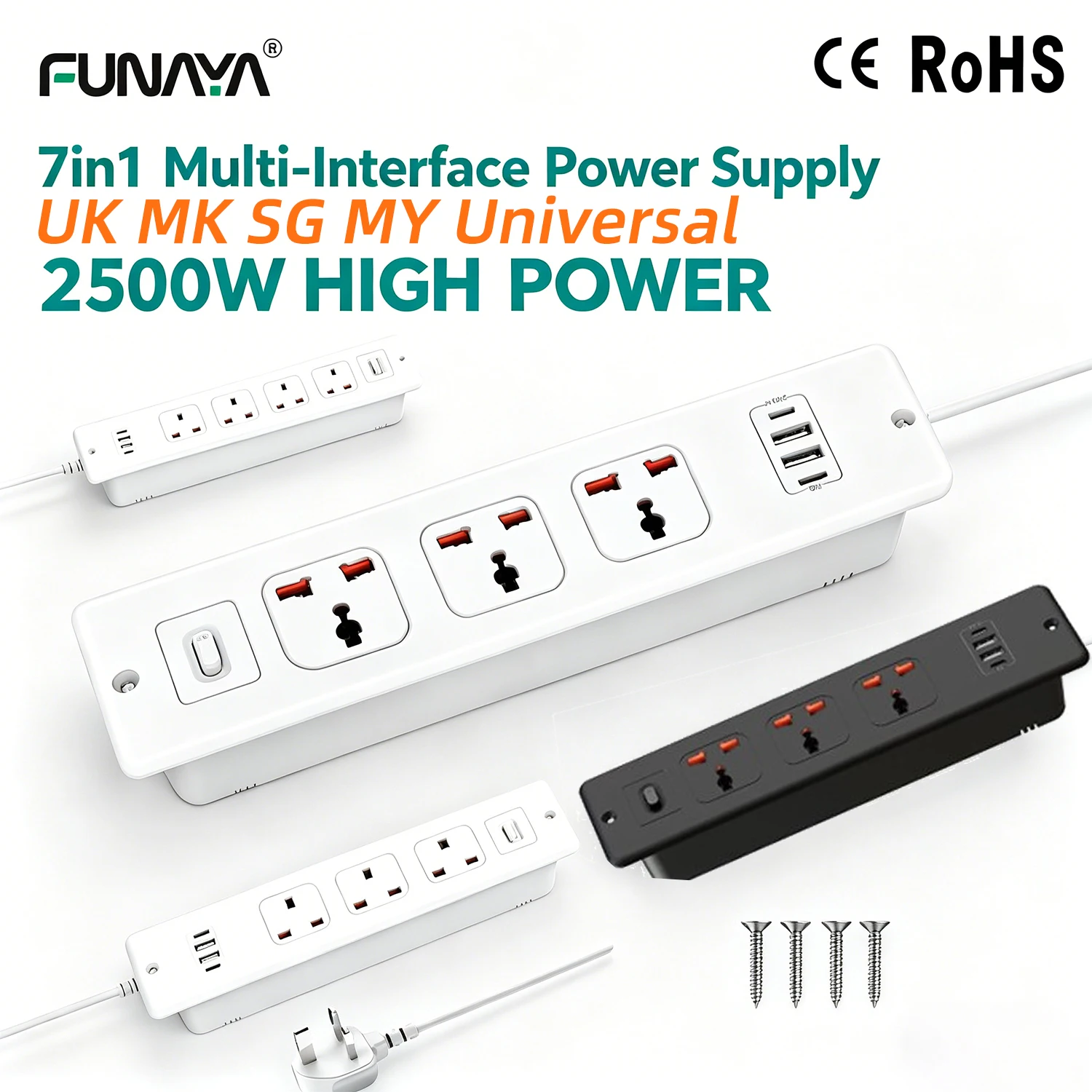 FUNAYA Embedded Desktop Socket Universal UK MK SG MY Recessed Desk Built-in Countertop Socket USB Type-c Overload Protection
FUNAYA Embedded Desktop Socket Universal UK MK SG MY Recessed Desk Built-in Countertop Socket USB Type-c Overload Protection