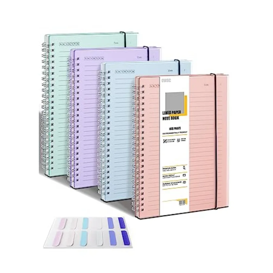 4 Pack Lined Spiral Notebook, 5.9 x 8.3 Inch Notebooks for Work, School and Journal with 110 GSM Thick Paper, Small Notebook wi
4 Pack Lined Spiral Notebook, 5.9 x 8.3 Inch Notebooks for Work, School and Journal with 110 GSM Thick Paper, Small Notebook wi
