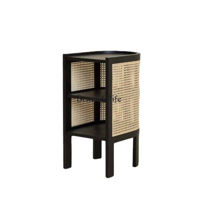 Solid wood rattan Nordic small side cabinet shelf modern bedroom storage mini locker
Solid wood rattan Nordic small side cabinet shelf modern bedroom storage mini locker