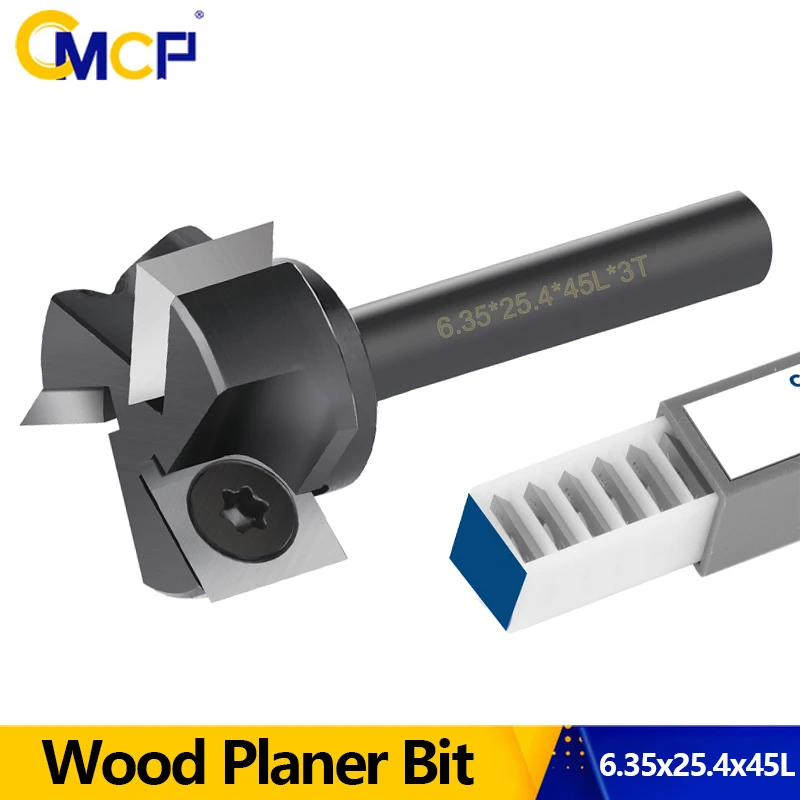 CMCP 1/4 Shank Spoilboard Surfacing Router Bit 3-Flute Wood Planer Bit with Carbide Insert Slab Wood Milling Cutter
CMCP 1/4 Shank Spoilboard Surfacing Router Bit 3-Flute Wood Planer Bit with Carbide Insert Slab Wood Milling Cutter