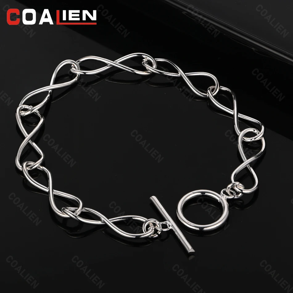 COALIEN 925 Sterling Silver 8-Shaped Lock Bracelet Charm Fashion Personality Woman Wedding Party Gift Jewelry
COALIEN 925 Sterling Silver 8-Shaped Lock Bracelet Charm Fashion Personality Woman Wedding Party Gift Jewelry