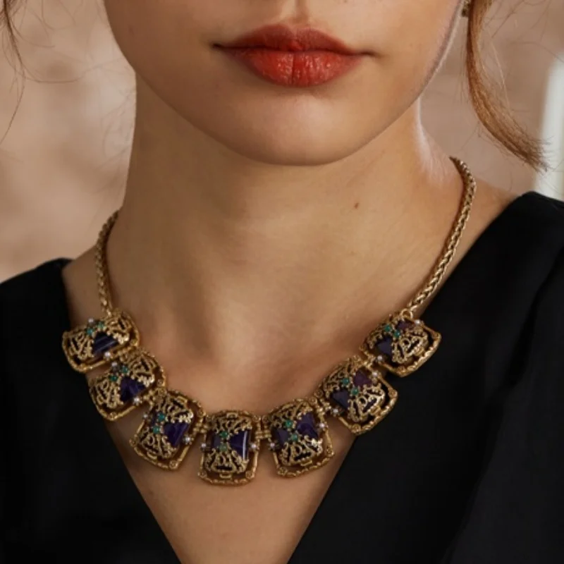 Vintage Purple Natural Stone Necklace Women Exaggerated Jewelry And Accessories Luxury Designers Quality Thanksgiving Ceremony
Vintage Purple Natural Stone Necklace Women Exaggerated Jewelry And Accessories Luxury Designers Quality Thanksgiving Ceremony