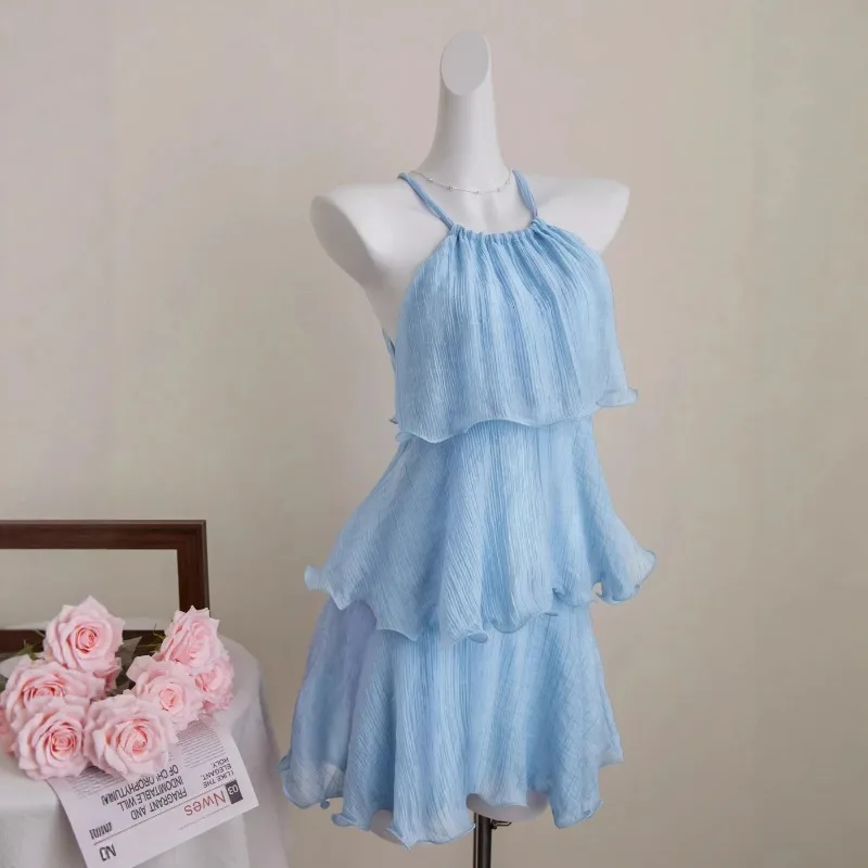 2026 New Solid Chiffon Cake Dress Tierred Sweet Off The Shoulder A Line Pleated Ruffles Elegant Sexy Sleeveless Halter Dress Y2K
2026 New Solid Chiffon Cake Dress Tierred Sweet Off The Shoulder A Line Pleated Ruffles Elegant Sexy Sleeveless Halter Dress Y2K