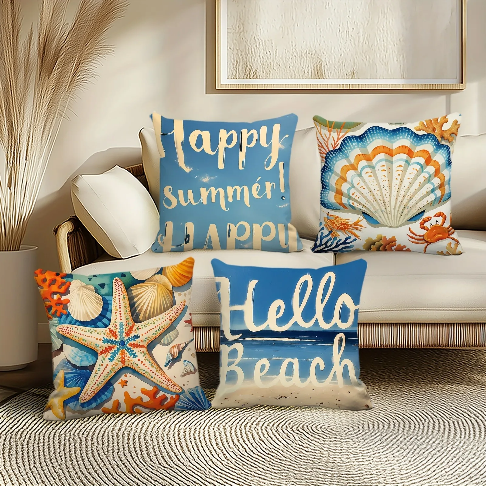 Summer beach themed colorful large shell pattern pillowcaseSuitable for sofa car bedroom decorative cushion cover pillow cover 
Summer beach themed colorful large shell pattern pillowcaseSuitable for sofa car bedroom decorative cushion cover pillow cover