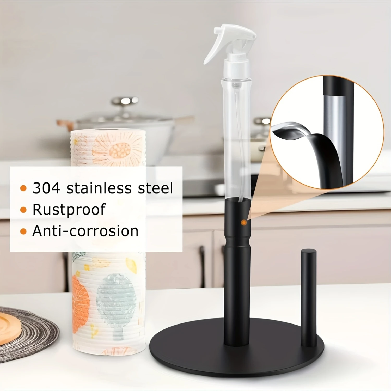 Paper Towel Holder with Spray Bottle, Stainless Steel Countertop Paper Towel Holder, One-Handed Operation Kitchen Paper Towels H
Paper Towel Holder with Spray Bottle, Stainless Steel Countertop Paper Towel Holder, One-Handed Operation Kitchen Paper Towels H
