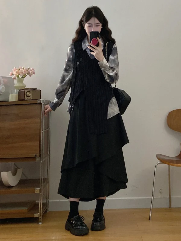 Large Size Women's Fashion Set Three Piece Asymmetrical Vest Overlap Spring Early High End Feeling Skirt Ensemble
Large Size Women's Fashion Set Three Piece Asymmetrical Vest Overlap Spring Early High End Feeling Skirt Ensemble