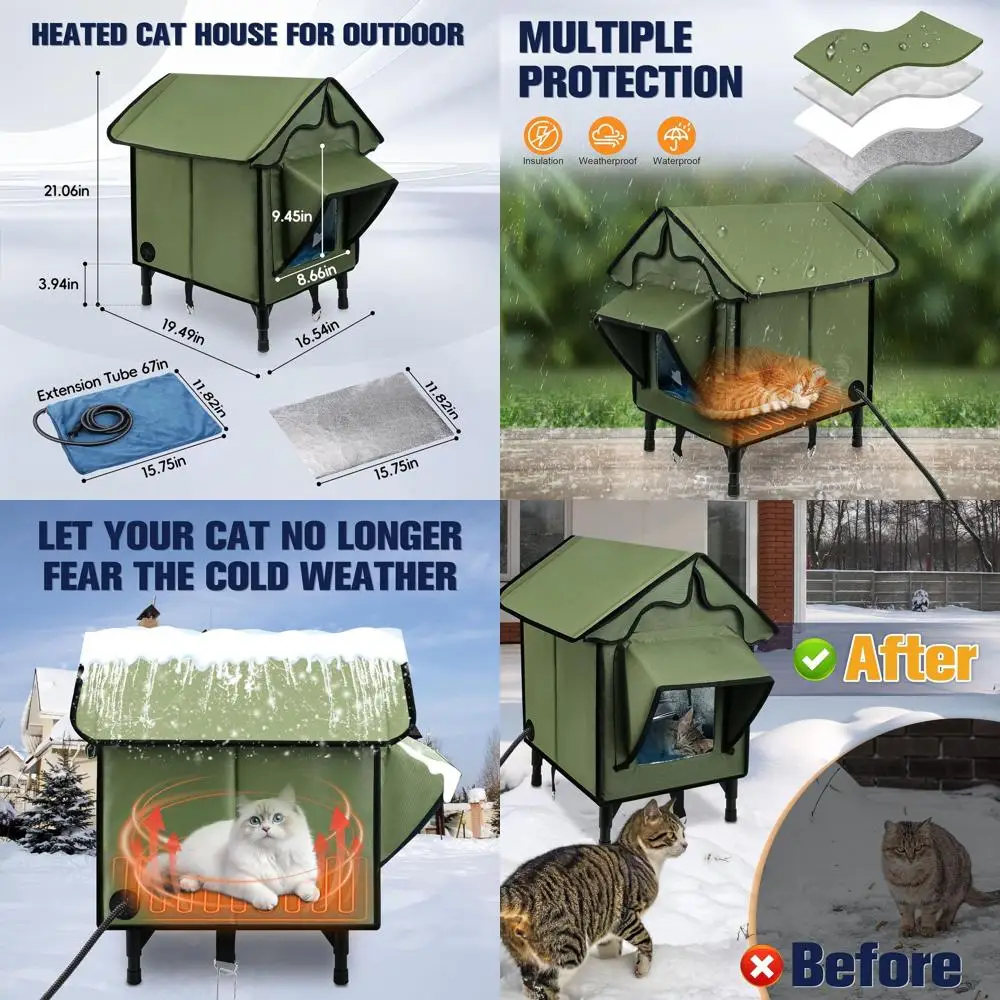 Кошачий домик с подогревом для улицы, зимний изолированный кошачий домик с подогревом, водонепроницаемое всепогодное укрытие для кошек для улицы в помещении
Кошачий домик с подогревом для улицы, зимний изолированный кошачий домик с подогревом, водонепроницаемое всепогодное укрытие для кошек для улицы в помещении