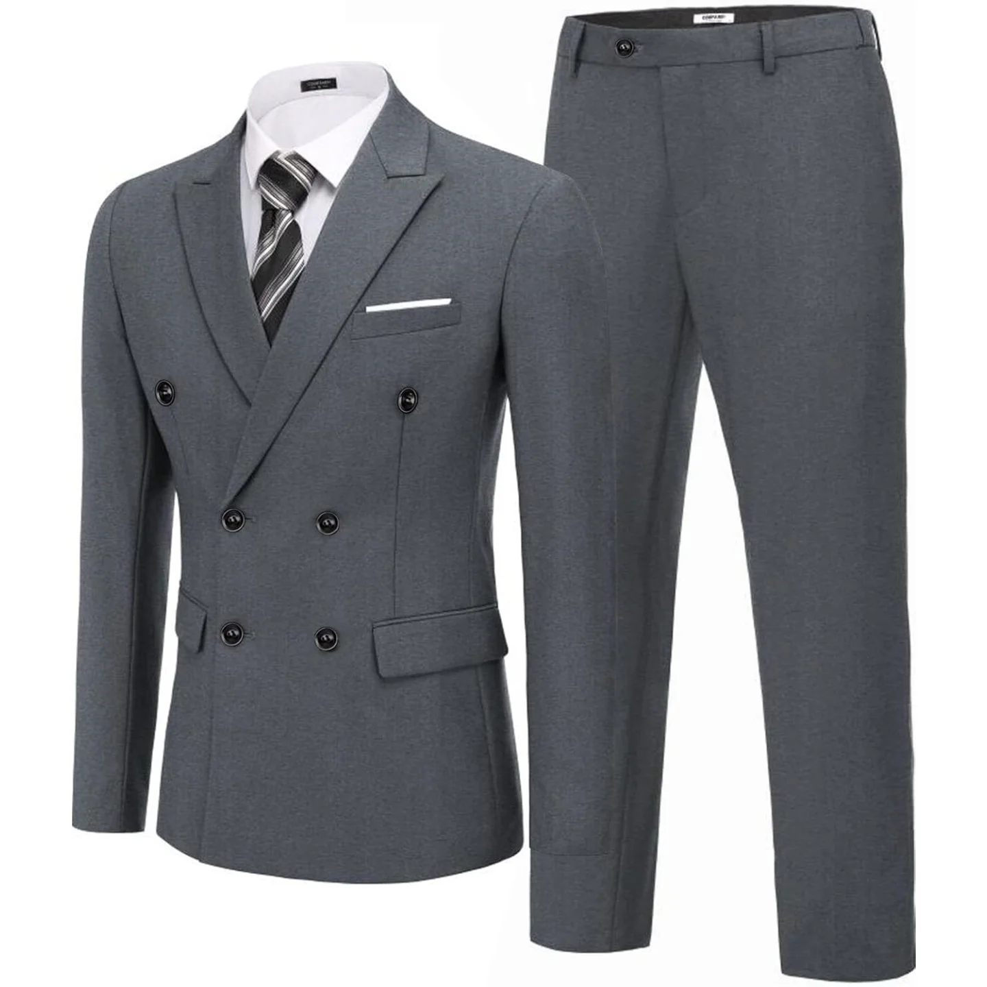 Men's Dark Grey Double Breasted 2 Piece Suit Slim Fit Formal Wedding Business Prom Blazer Trousers Set Tuxedo Jacket Customized
Men's Dark Grey Double Breasted 2 Piece Suit Slim Fit Formal Wedding Business Prom Blazer Trousers Set Tuxedo Jacket Customized