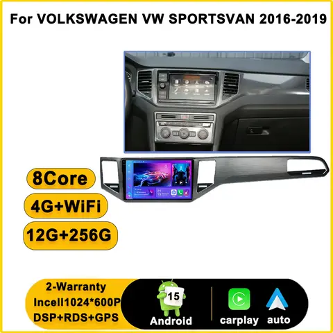 10.2 Carplay Android For VOLKSWAGEN VW SPORTSVAN 2016-2019 Multimedia Receiver 5G CPU GPS Wifi Intelligent System 8 Core Display