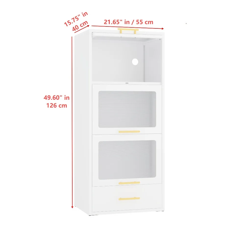 Contemporary 4-Tier Sideboard with Flip-Up Acrylic Doors, Metal & Acrylic Kitchen Storage Cabinet, Freestanding
Contemporary 4-Tier Sideboard with Flip-Up Acrylic Doors, Metal & Acrylic Kitchen Storage Cabinet, Freestanding