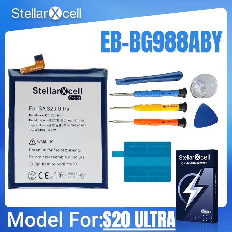 StellarXcell Choice Battery For Samsung S20 Ultra 5G EB-BG988ABY Battery Premium pure cobalt battery replacement
StellarXcell Choice Battery For Samsung S20 Ultra 5G EB-BG988ABY Battery Premium pure cobalt battery replacement