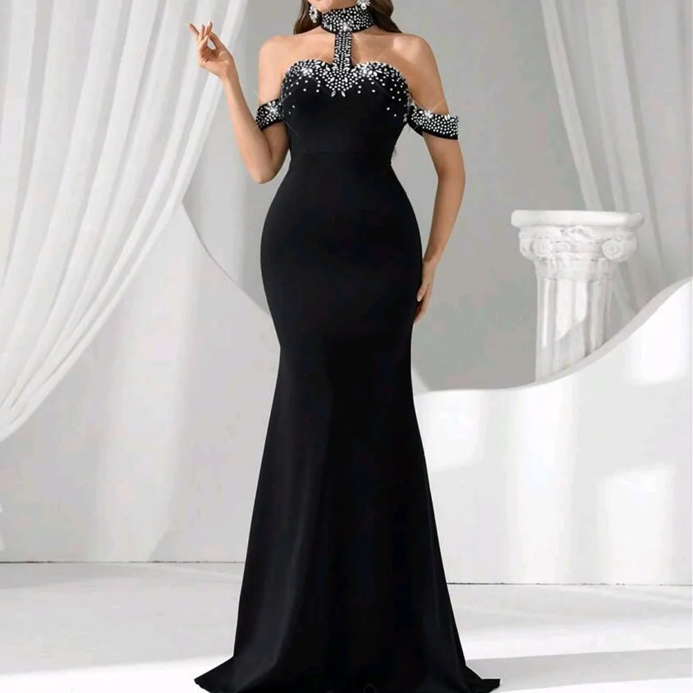 Customized A-line Evening Dresses Floor-length High-neck Sleeveless Prom Gown Fashion Crystal Simple Draped Backless Party Gown
Customized A-line Evening Dresses Floor-length High-neck Sleeveless Prom Gown Fashion Crystal Simple Draped Backless Party Gown