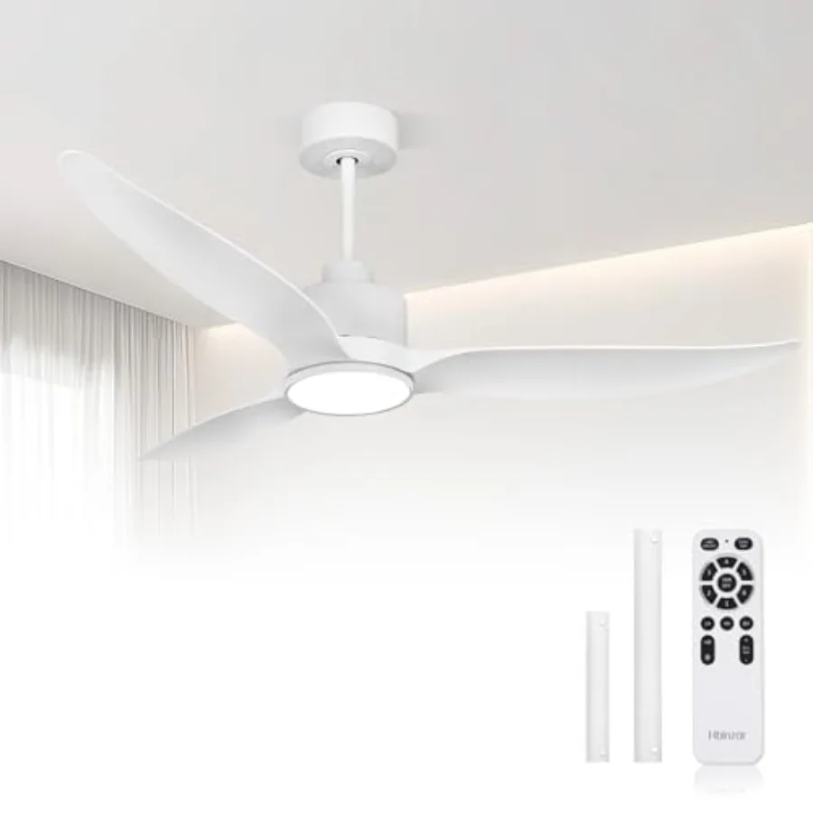 52 Inch Quiet White Ceiling Fan with Lights and Remote, Morden 3 Blades Large Airflow Ceiling Fan, Dimmable LED Light for Bedro
52 Inch Quiet White Ceiling Fan with Lights and Remote, Morden 3 Blades Large Airflow Ceiling Fan, Dimmable LED Light for Bedro