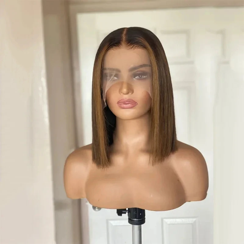 Glueless Wig Short Straight Bob Blonde Brown Synthetic Lace Front Wig Heat Resistant Natural Wig Hair Preplucked Hairline 12''
Glueless Wig Short Straight Bob Blonde Brown Synthetic Lace Front Wig Heat Resistant Natural Wig Hair Preplucked Hairline 12''