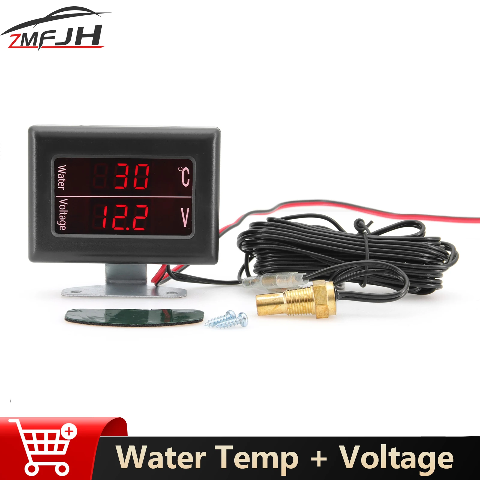 2 In 1 Water Temp + Voltage Meter With Water Temperature Sensor Digital Voltmeter With Red LED Light For Car Truck 12V 24V
2 In 1 Water Temp + Voltage Meter With Water Temperature Sensor Digital Voltmeter With Red LED Light For Car Truck 12V 24V