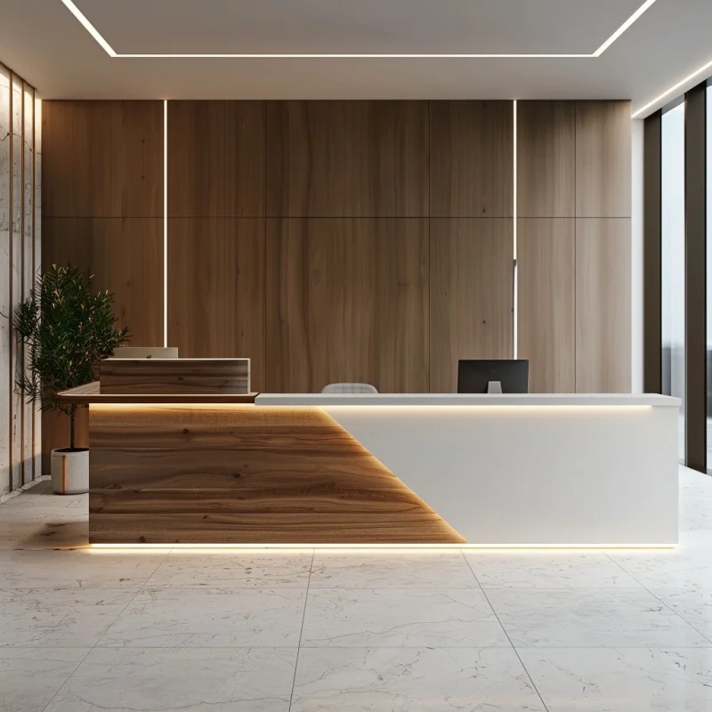 Modern Design Customized Logo Mfc Wood Counter Front Desk Reception Counter White Lobby Table Desk Office Front Counter
Modern Design Customized Logo Mfc Wood Counter Front Desk Reception Counter White Lobby Table Desk Office Front Counter