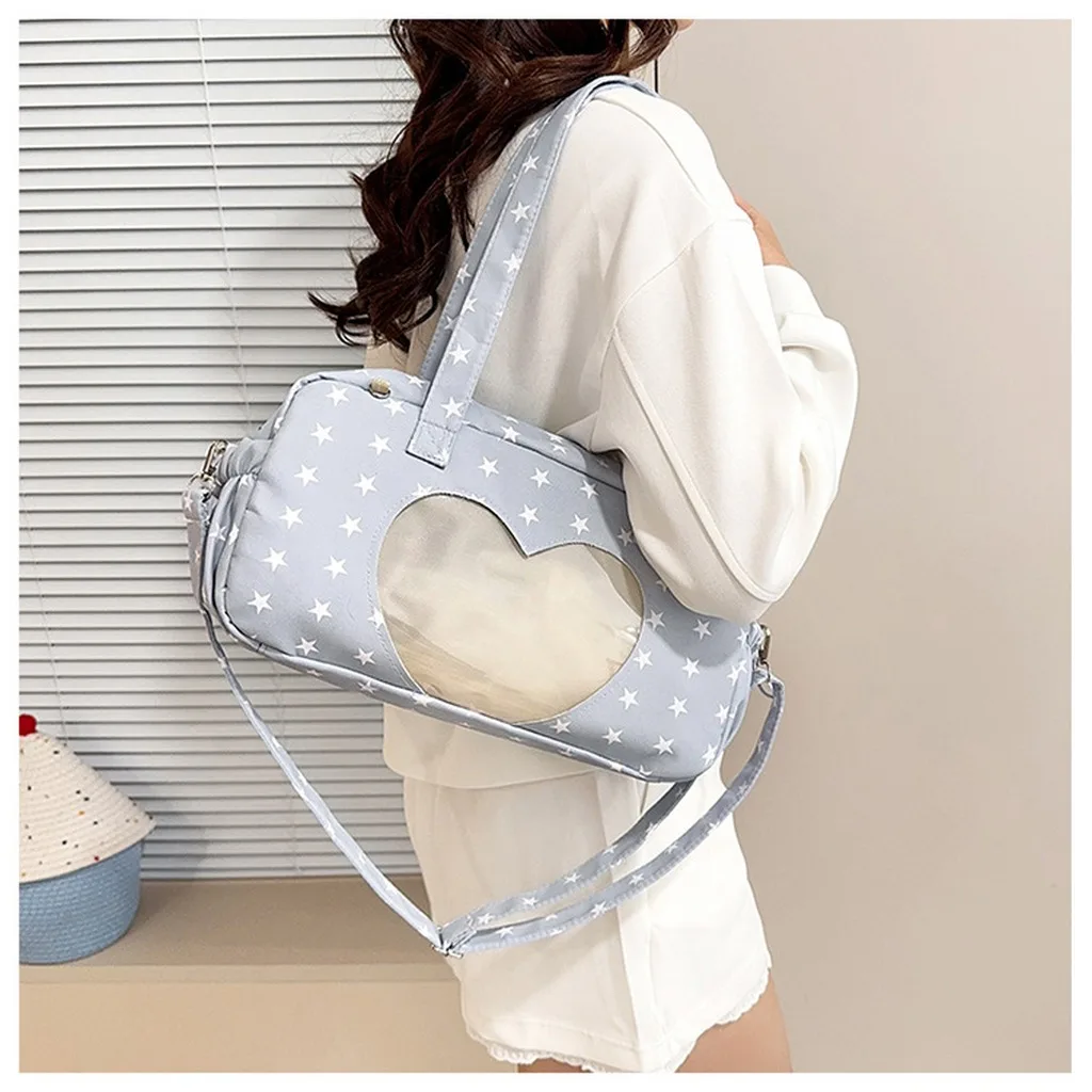 Kawaii Pink Star Print Shoulder Bag for Women Cute Angel Wing Decor Nylon Tote Bag Large Capacity Crossbody Bag School Travel
Kawaii Pink Star Print Shoulder Bag for Women Cute Angel Wing Decor Nylon Tote Bag Large Capacity Crossbody Bag School Travel