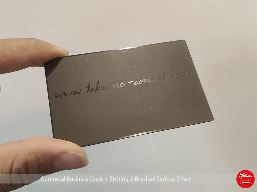 Gun Metal Business Cards with Brushed Finish Custom Cutting Out Logo Silk Print 85*54mm Etching Pattern China Direct Supplier
Gun Metal Business Cards with Brushed Finish Custom Cutting Out Logo Silk Print 85*54mm Etching Pattern China Direct Supplier