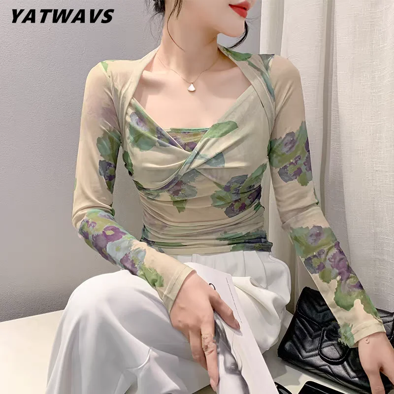 2025 Spring Summer Chic Sexy Square Neck T-Shirts For Women Fairy Printing Floral Tees Shirt Female Slim High Stretch Tops
2025 Spring Summer Chic Sexy Square Neck T-Shirts For Women Fairy Printing Floral Tees Shirt Female Slim High Stretch Tops