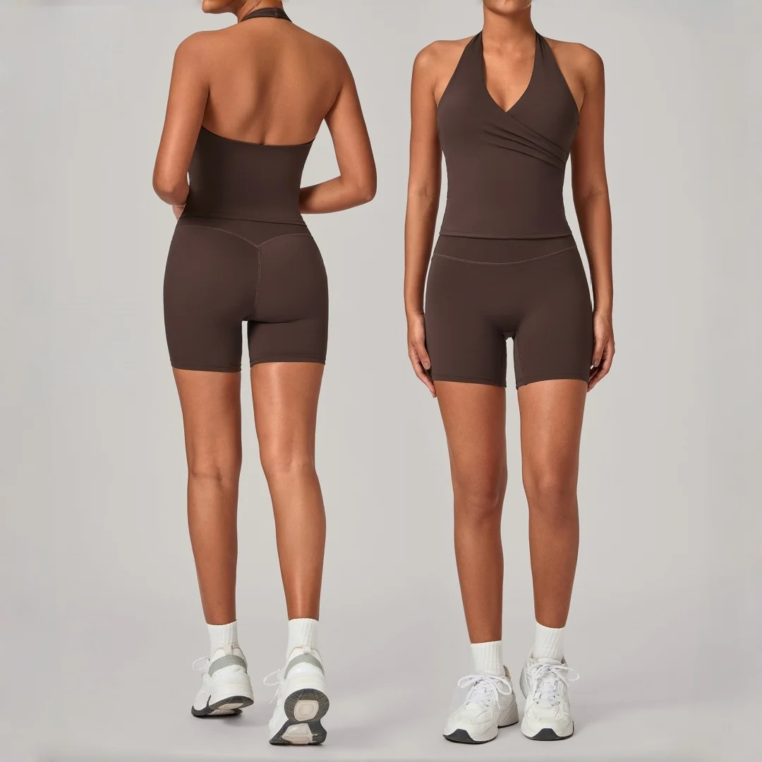 2PCS Women's Halter Neck Backless Fitness Yoga Set Hip-Lift Sports Vest Shorts Fitness Suit Running Workout Gym Shorts Yoga Set
2PCS Women's Halter Neck Backless Fitness Yoga Set Hip-Lift Sports Vest Shorts Fitness Suit Running Workout Gym Shorts Yoga Set