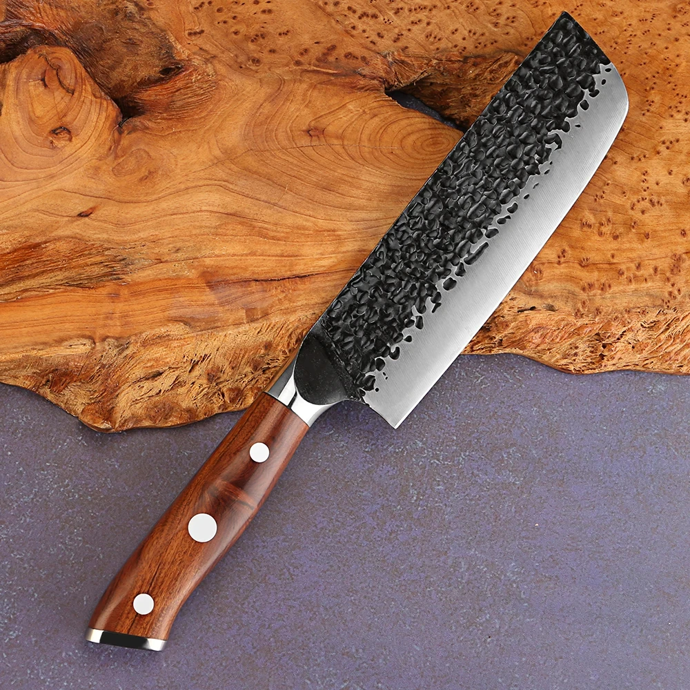 Premium 5Cr15MoV High-Carbon Stainless Steel 7-Inch Nakiri Knife Hand-Forged Sharp Japanese Vegetable and Meat Cutting Knife
Premium 5Cr15MoV High-Carbon Stainless Steel 7-Inch Nakiri Knife Hand-Forged Sharp Japanese Vegetable and Meat Cutting Knife