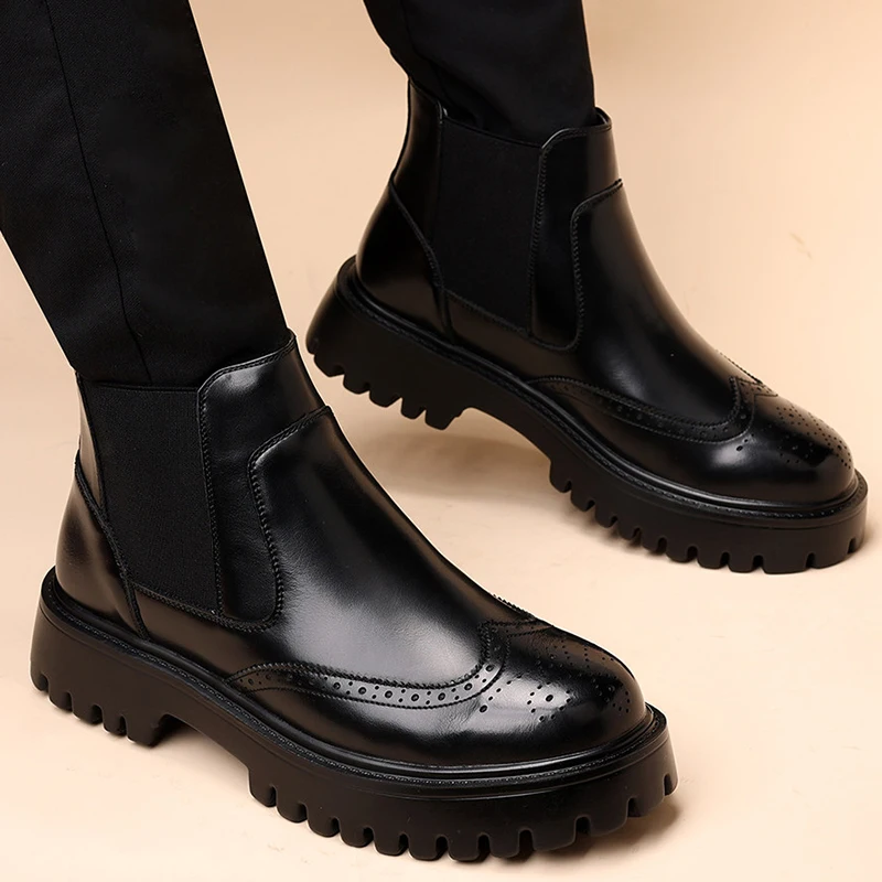 mens casual business wedding chelsea boots slip-on carving brogue shoes cowboy natural leather boot black brown ankle botas male
mens casual business wedding chelsea boots slip-on carving brogue shoes cowboy natural leather boot black brown ankle botas male