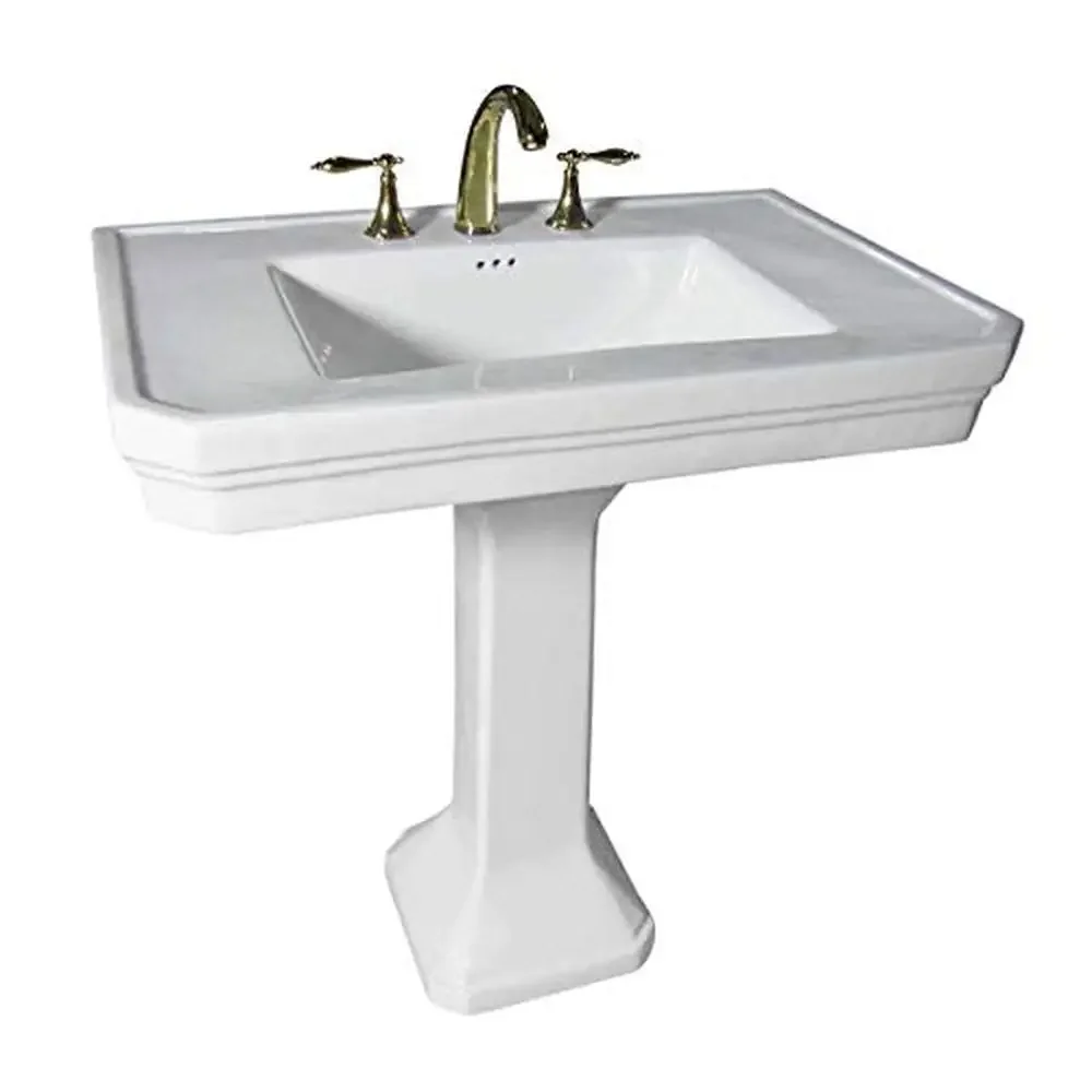 32" Victorian White Bathroom Pedestal Sink Combo Heavy Duty Widespread Faucet Holes Overflow Tall Console Vintage Charm Durable
32" Victorian White Bathroom Pedestal Sink Combo Heavy Duty Widespread Faucet Holes Overflow Tall Console Vintage Charm Durable