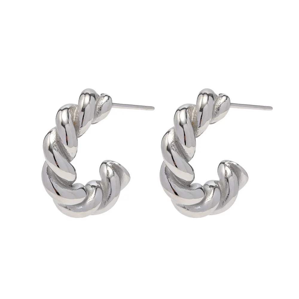 Stainless Steel PVD Gold Plated Tarnish Waterproof Silver ColorTwist CC Hoop Earrings For Woman Jewelry Wholesale
Stainless Steel PVD Gold Plated Tarnish Waterproof Silver ColorTwist CC Hoop Earrings For Woman Jewelry Wholesale