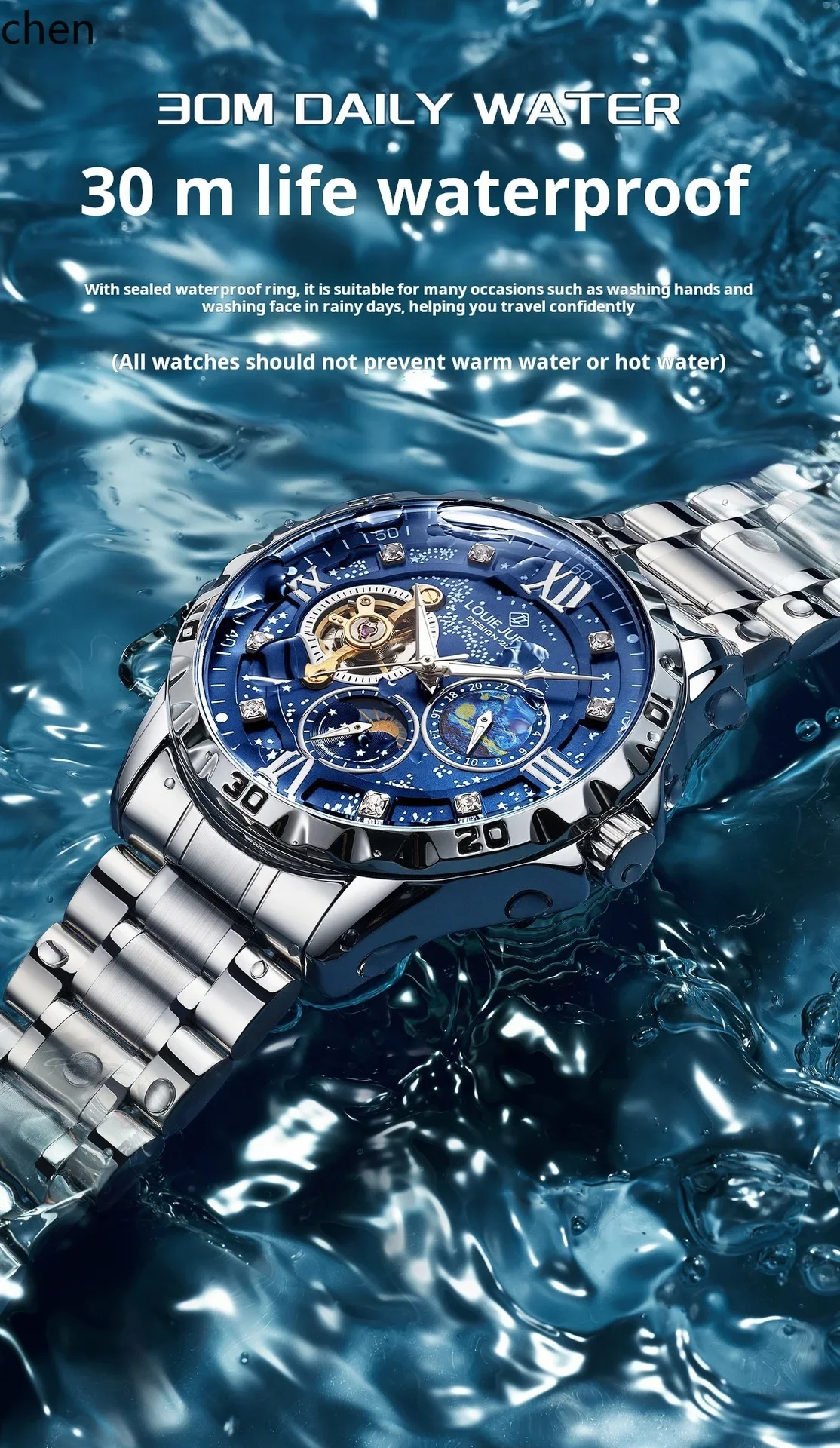 A5.9 automatic mechanical men's watch - business, waterproof, luminous, day & date, starry sky design
A5.9 automatic mechanical men's watch - business, waterproof, luminous, day & date, starry sky design