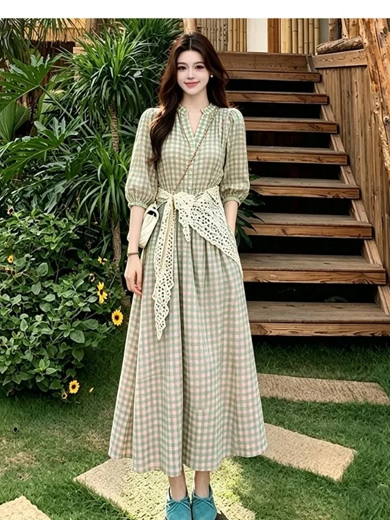 plus Size Women's Summer Shirt Dress Short Sleeve Lace Scarf Waist Cinching Korean Style Commute Friendly High Waist Dress
plus Size Women's Summer Shirt Dress Short Sleeve Lace Scarf Waist Cinching Korean Style Commute Friendly High Waist Dress