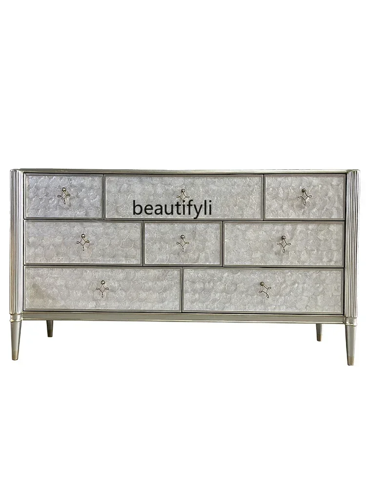Living room light luxury shell creative chest cabinet American solid wood bedroom bedside locker storage cabinetAA
Living room light luxury shell creative chest cabinet American solid wood bedroom bedside locker storage cabinetAA