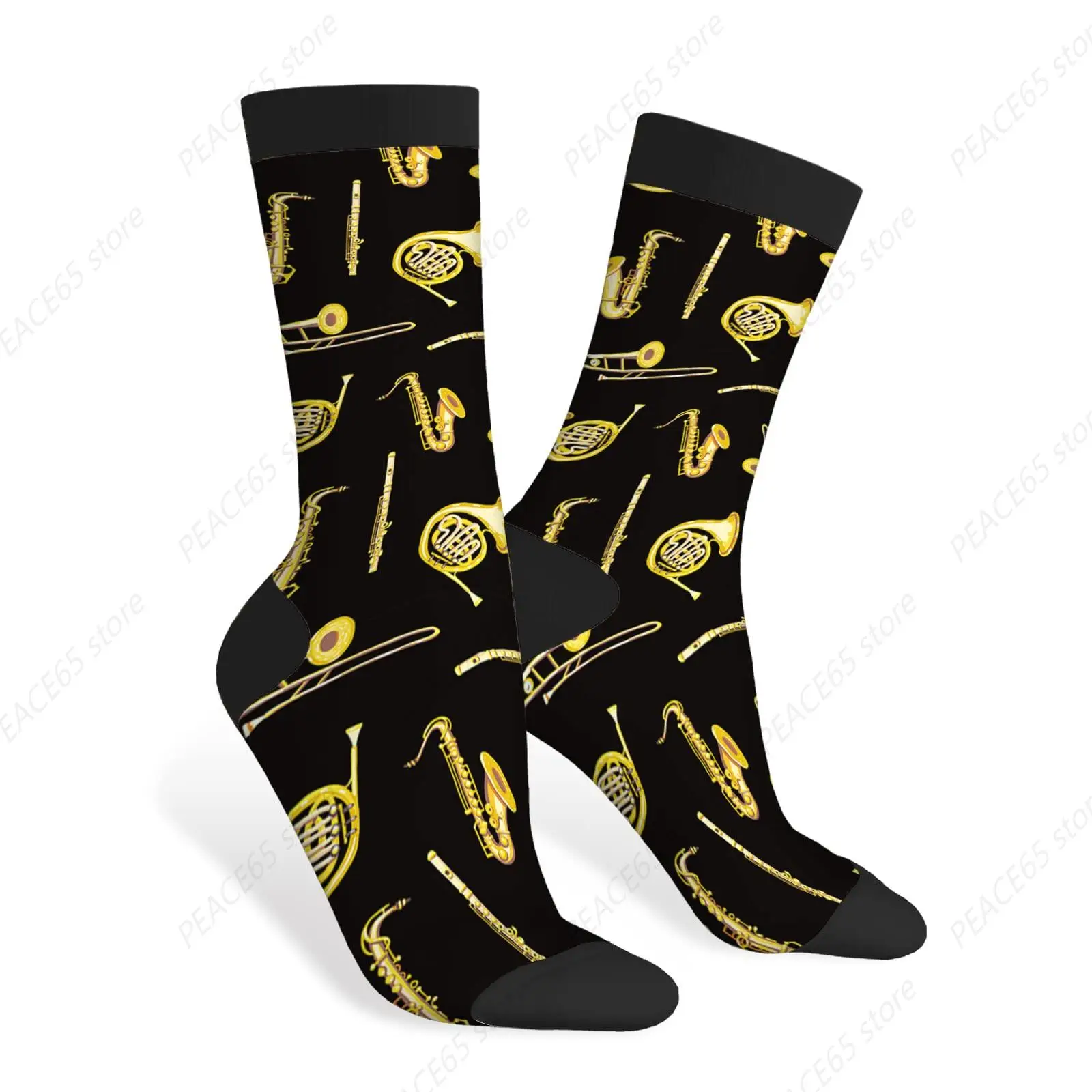 Musical Instruments Funny Socks Golden Grench Horns, Flutes Saxophones Trumpets Trombones Blues Novelty Casual Crew Socks
Musical Instruments Funny Socks Golden Grench Horns, Flutes Saxophones Trumpets Trombones Blues Novelty Casual Crew Socks