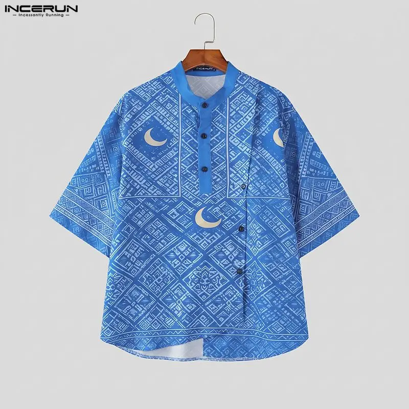 INCERUN Men's Shirt Printing Stand Collar Half Sleeve Loose Irregular Shirts For Man Streetwear Tops Vintage Casual Men Clothes
INCERUN Men's Shirt Printing Stand Collar Half Sleeve Loose Irregular Shirts For Man Streetwear Tops Vintage Casual Men Clothes