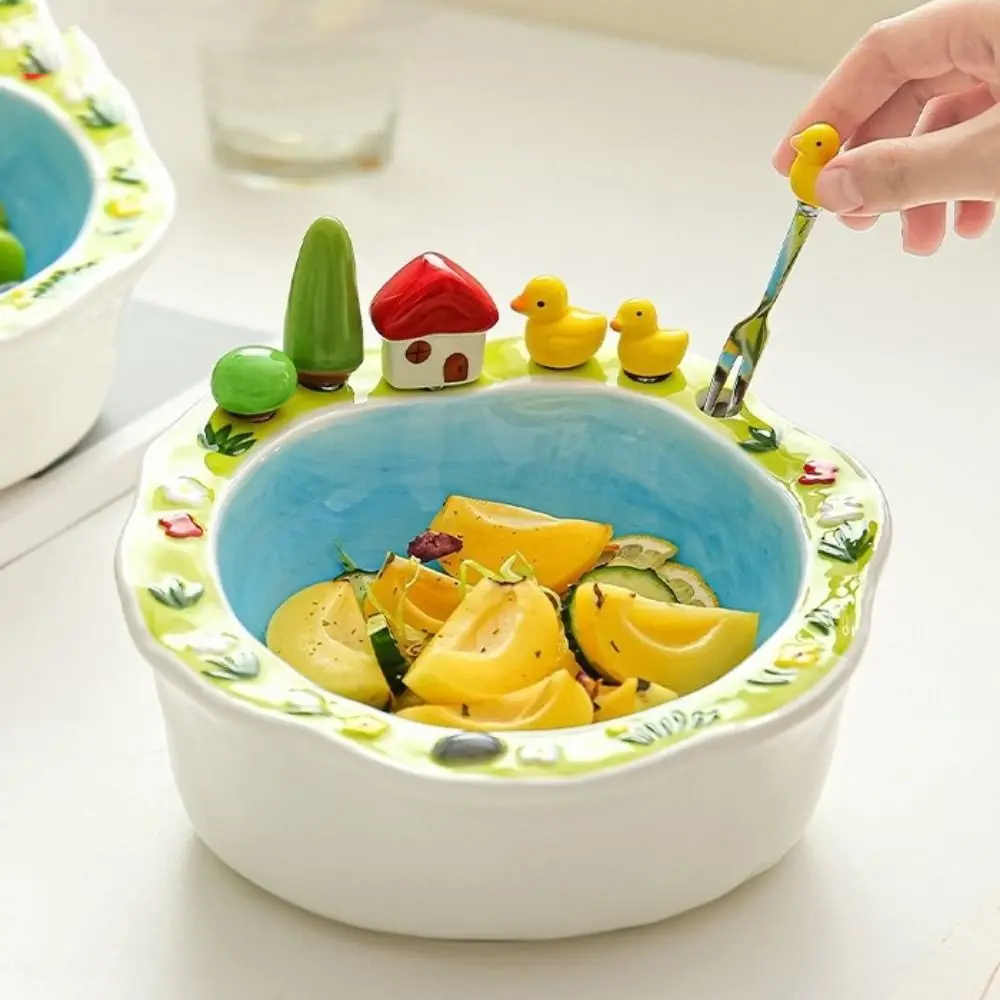Cute Ceramic Fruit Bowl with Fork Little Duck House Shape Large Capacity Salad Plate Cartoon Snack Plate Desktop Decoration
Cute Ceramic Fruit Bowl with Fork Little Duck House Shape Large Capacity Salad Plate Cartoon Snack Plate Desktop Decoration