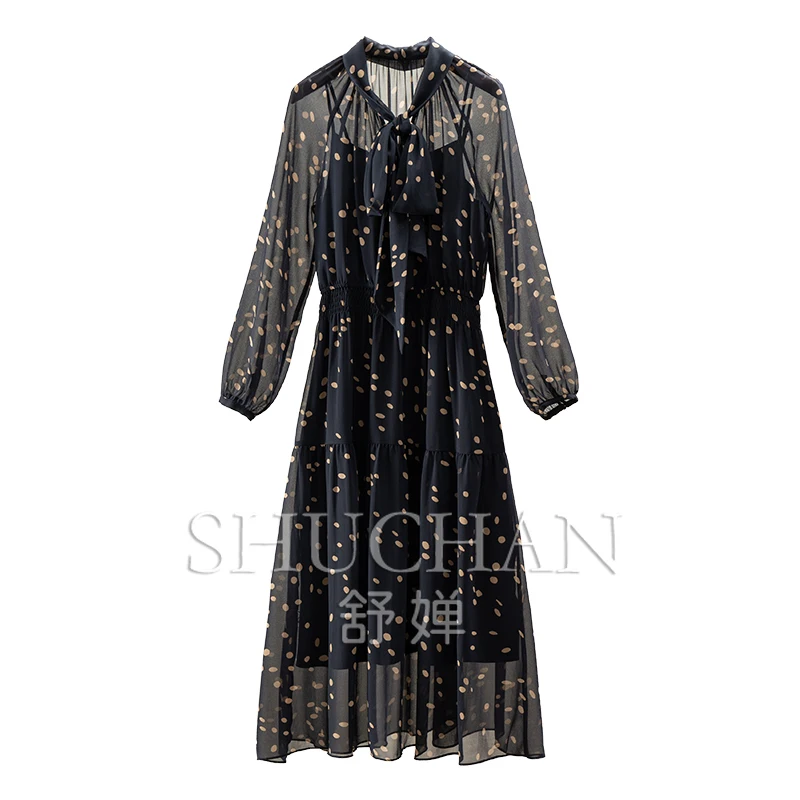 Glamour Polka Dot, French Printed Chiffon Bow Collar Waist Dress Women 16B7 Vestidos Elegantes Para Mujer
Glamour Polka Dot, French Printed Chiffon Bow Collar Waist Dress Women 16B7 Vestidos Elegantes Para Mujer