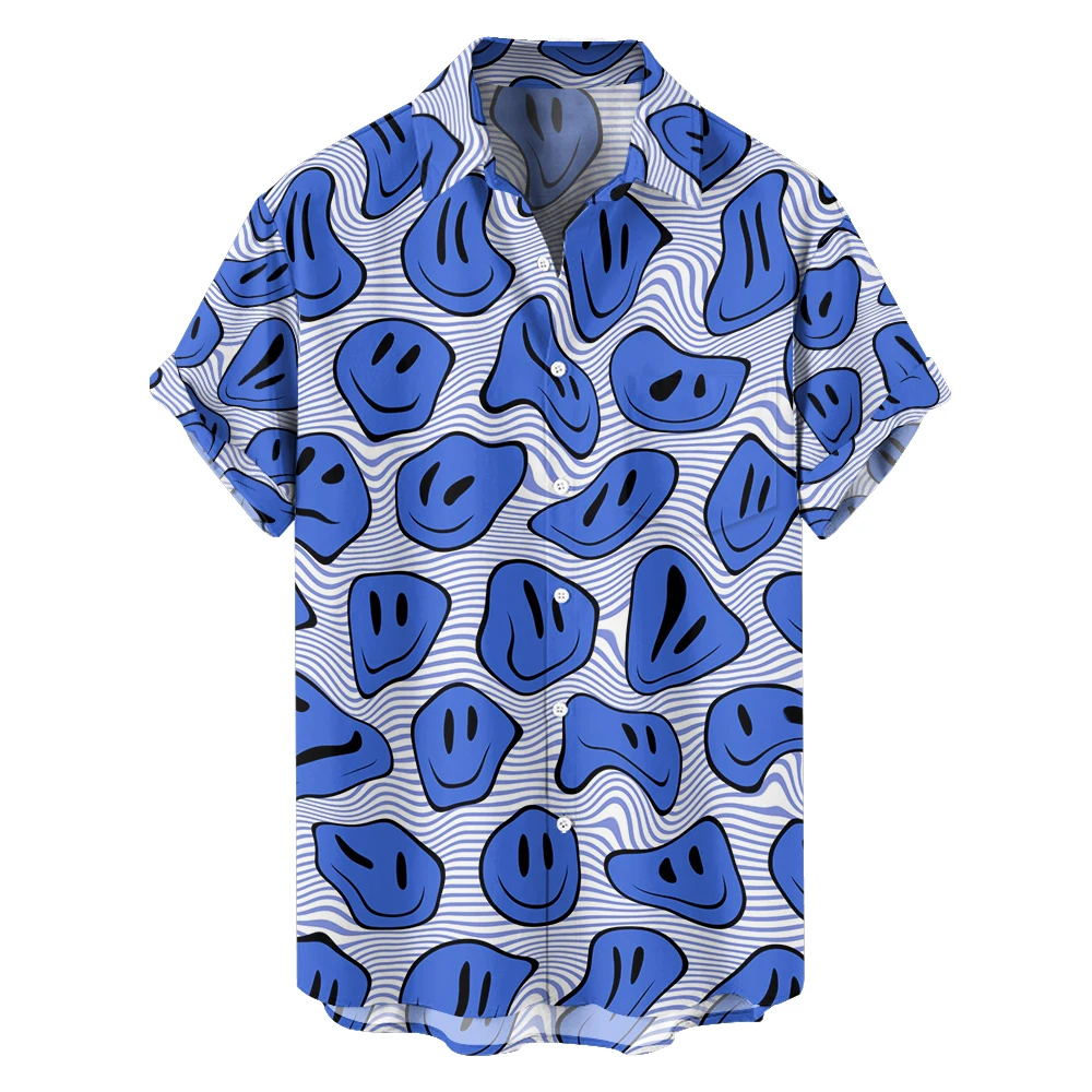 Smiling Face Print Pattern Men's Short Sleeve Button Down Lapel Shirt For Summer Resort Holiday
Smiling Face Print Pattern Men's Short Sleeve Button Down Lapel Shirt For Summer Resort Holiday
