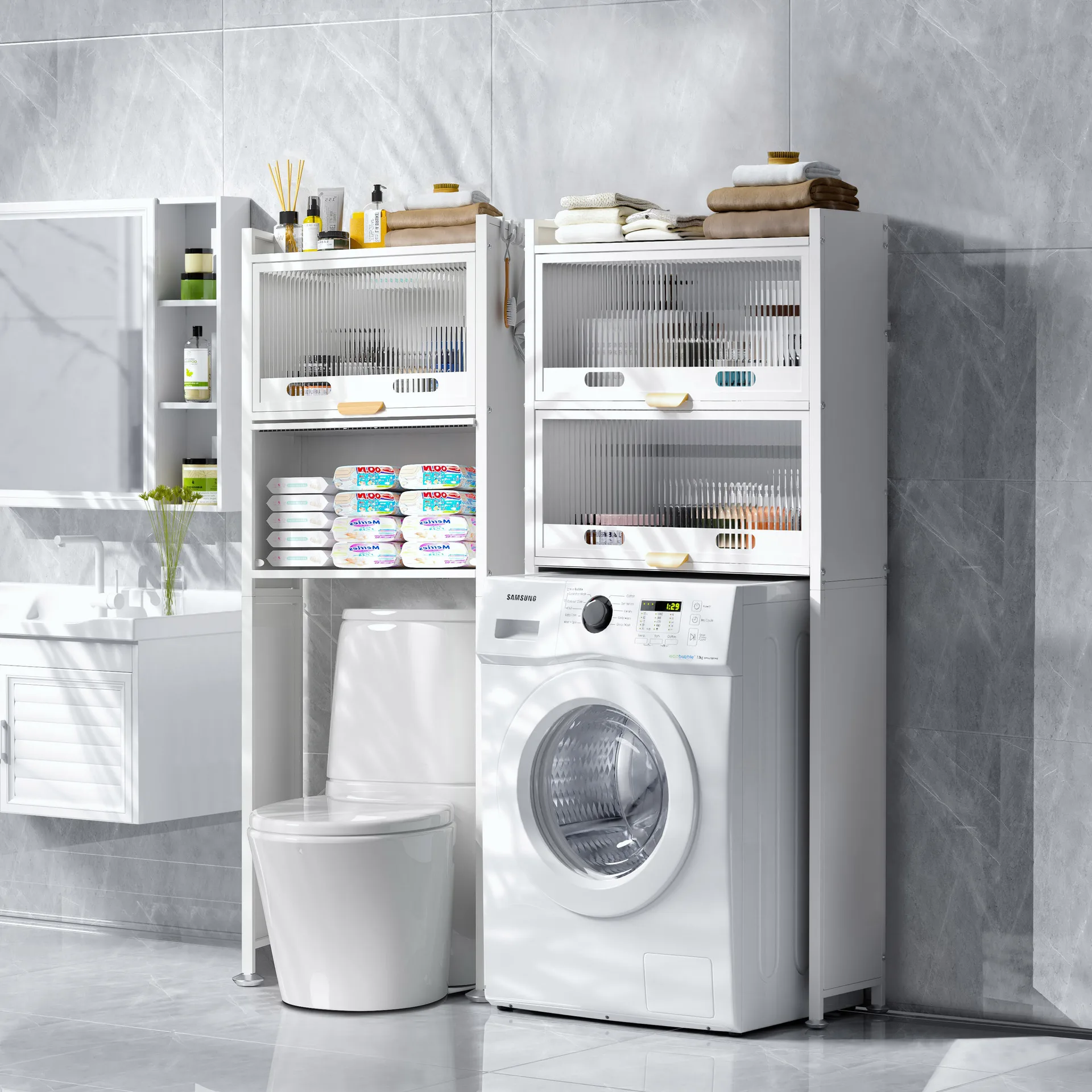 Over The Washer Toilet Storage Rack Laundry Room Organization Shelves Mass-Storage Over Toilet Bathroom Space-Saving Toilet Rack
Over The Washer Toilet Storage Rack Laundry Room Organization Shelves Mass-Storage Over Toilet Bathroom Space-Saving Toilet Rack