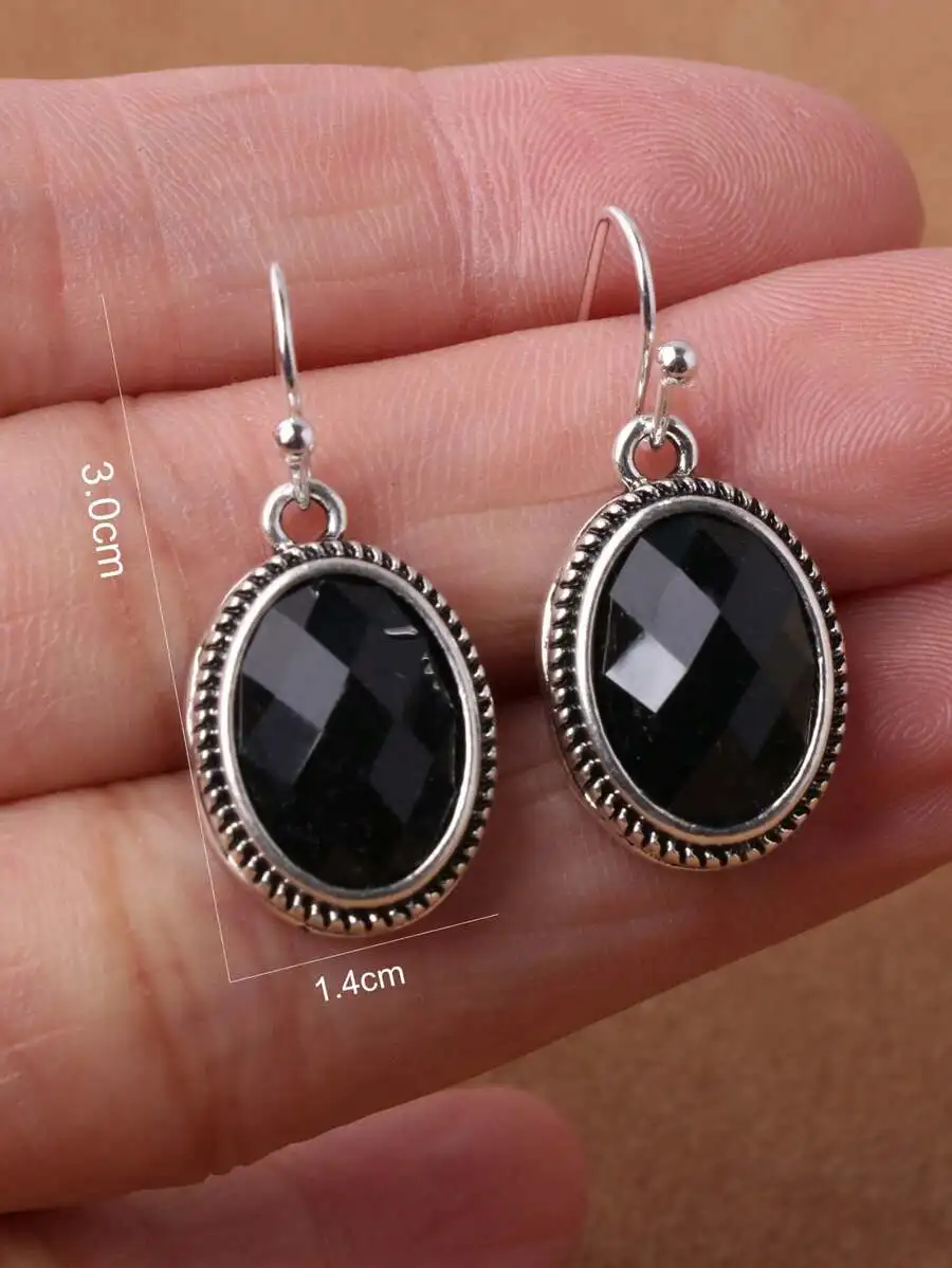 Oval Black Faceted Stone Drop Earrings For Women Minimalist Fashion Jewelry
Oval Black Faceted Stone Drop Earrings For Women Minimalist Fashion Jewelry