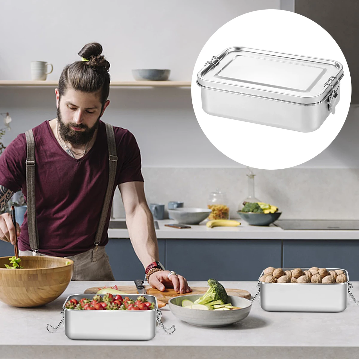 1PC Stainless Steel Square Lunch Box Sealed Insulation Bento Box Lunch Box Canteen Large Capacity Compartment Lunch Box
1PC Stainless Steel Square Lunch Box Sealed Insulation Bento Box Lunch Box Canteen Large Capacity Compartment Lunch Box