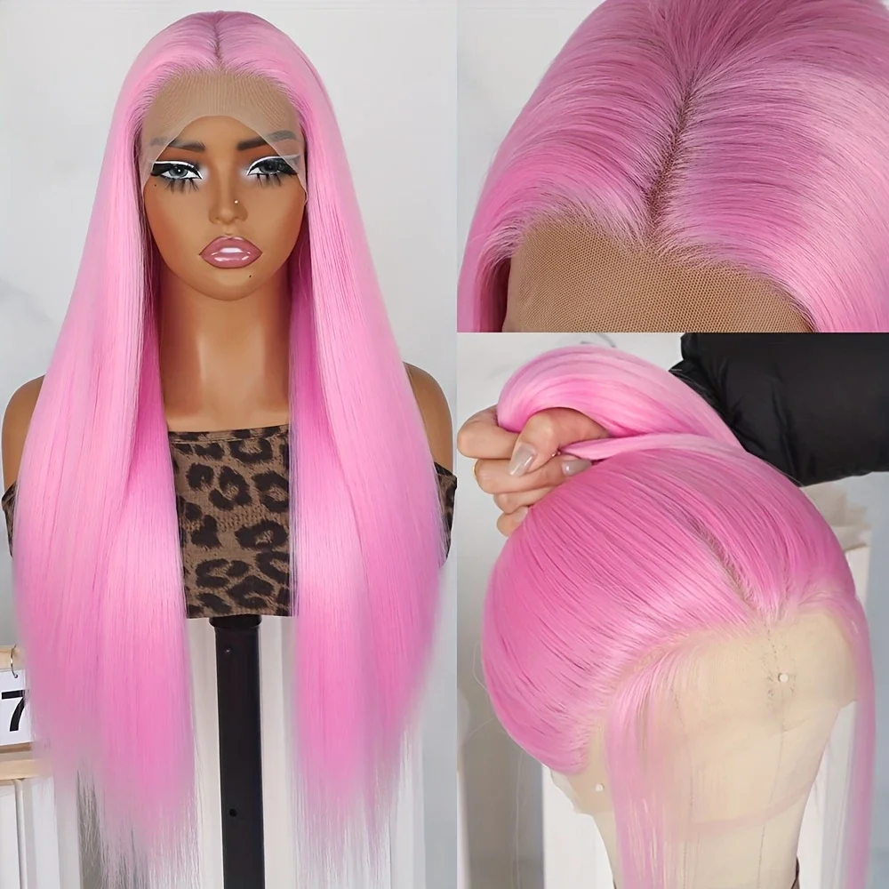 Light Pink Color Synthetic Lace Front Wigs Colored Long Straight Hair Wig Heat Resistant Fiber sintética
Light Pink Color Synthetic Lace Front Wigs Colored Long Straight Hair Wig Heat Resistant Fiber sintética