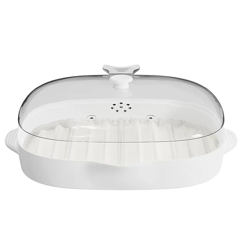 ABMS-Make Crispy In Minutes, Microwave Bacon Cooker Tray, Microwaveable Bacon Grill With Splatter Lid, White
ABMS-Make Crispy In Minutes, Microwave Bacon Cooker Tray, Microwaveable Bacon Grill With Splatter Lid, White