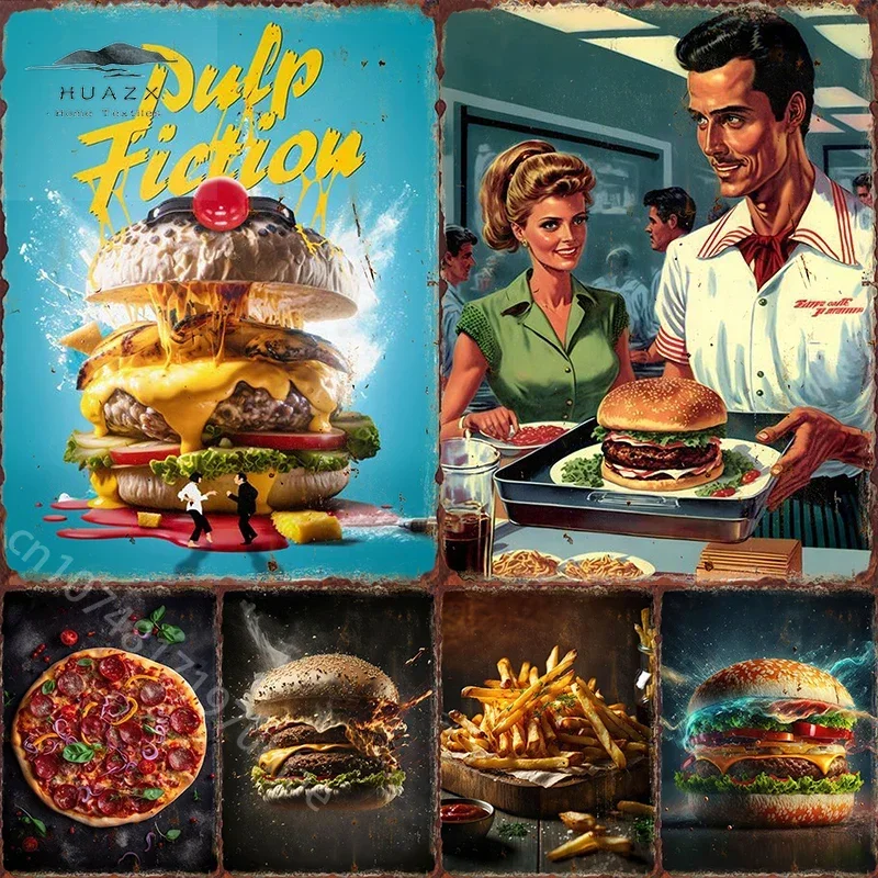 Hamburger Pizza Poster Pattern Metal Signs Food Painting Wall Aesthetical Decoration for Restaurant Tin Sign Decorative Plaques
Hamburger Pizza Poster Pattern Metal Signs Food Painting Wall Aesthetical Decoration for Restaurant Tin Sign Decorative Plaques