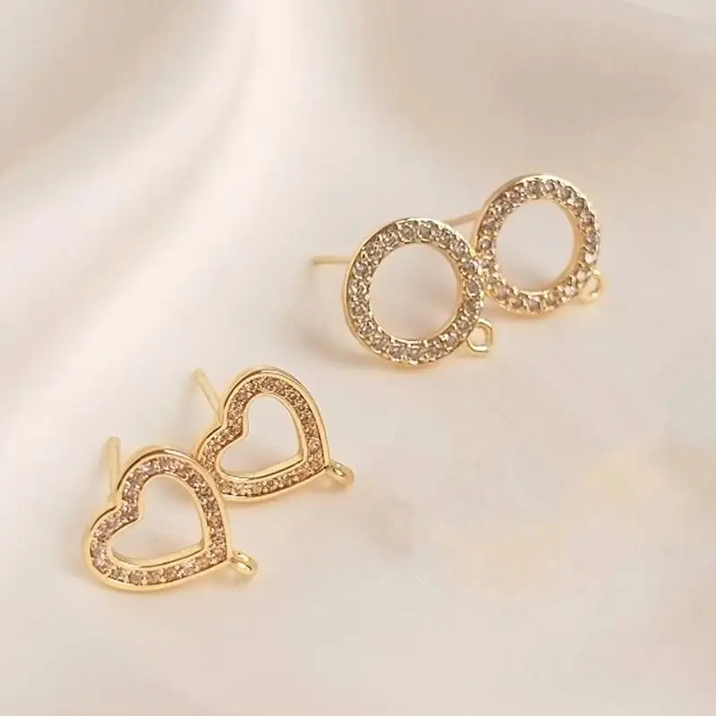 14K Gold Plated Zircon inlaid 925 silver needle ring earrings peach heart with hanging Earrings DIY Earrings
14K Gold Plated Zircon inlaid 925 silver needle ring earrings peach heart with hanging Earrings DIY Earrings