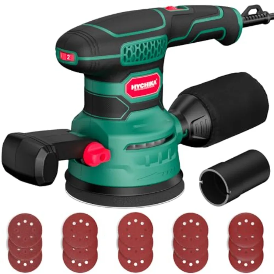 HYCHIKA Random Orbital Sander, 6 Variable Speed 3.8Amp 450W 5-Inch Electric Wood Sander with Double Handle, High Efficiency Dus
HYCHIKA Random Orbital Sander, 6 Variable Speed 3.8Amp 450W 5-Inch Electric Wood Sander with Double Handle, High Efficiency Dus