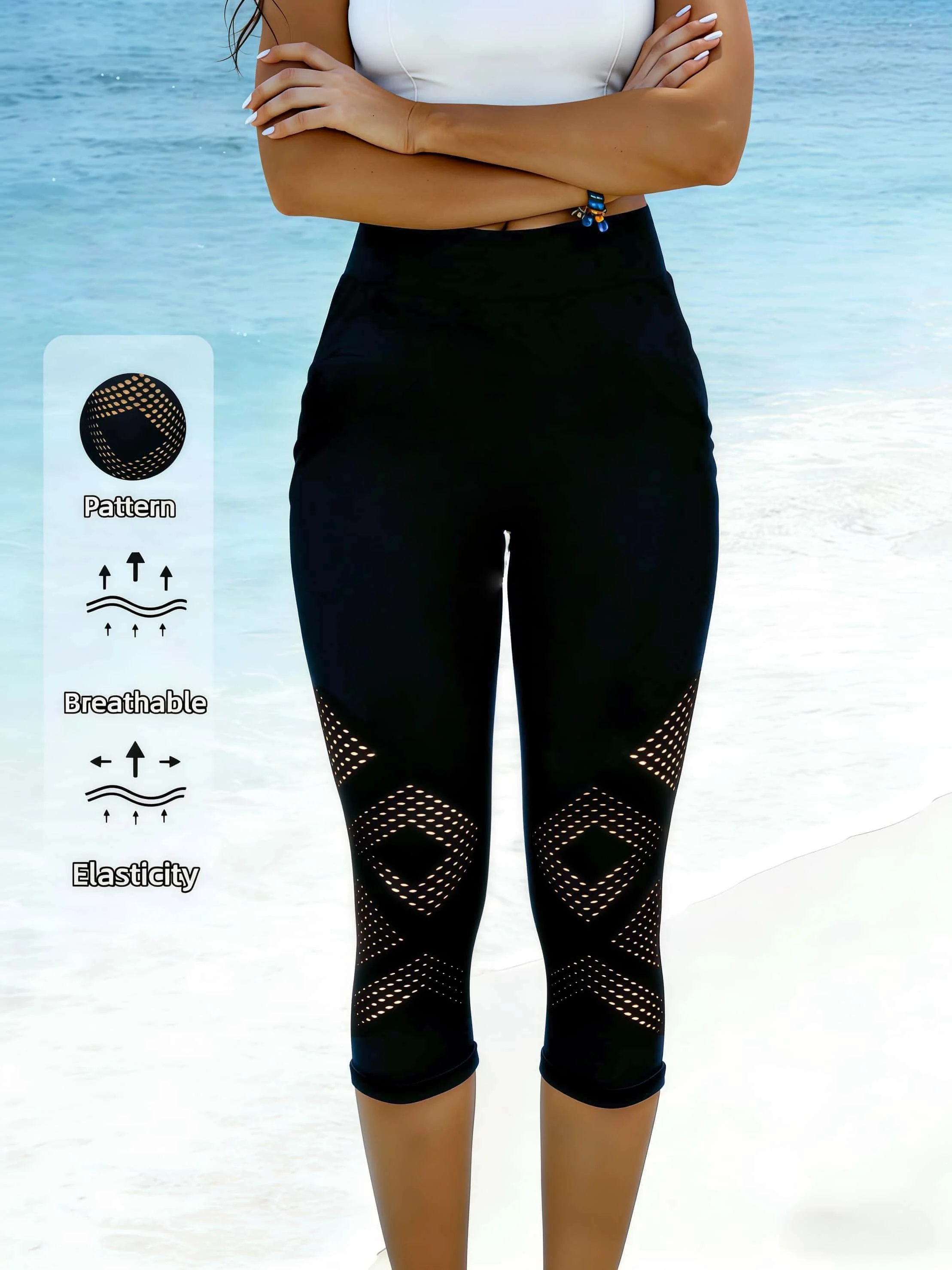 Women's Diamond Cutout High Waist Capri Yoga Pants High Stretch Breathable Tummy Control Workout Leggings For Summer Sports Dail
Women's Diamond Cutout High Waist Capri Yoga Pants High Stretch Breathable Tummy Control Workout Leggings For Summer Sports Dail