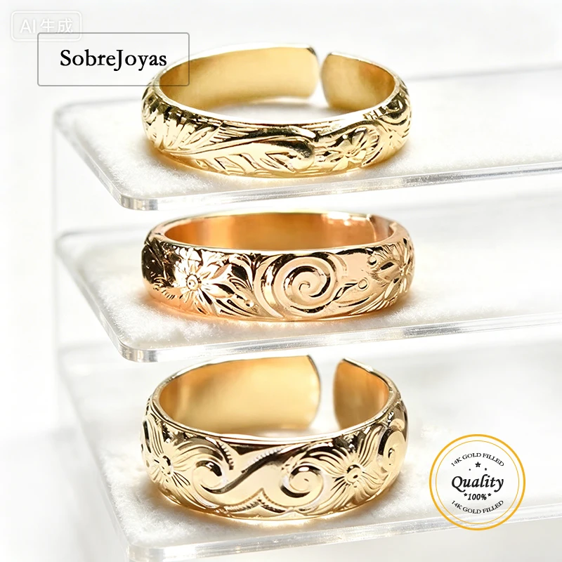 Vintage Texture Adjustable Open Ring with Flower Pattern 14K Gold Filled for Men And Women
Vintage Texture Adjustable Open Ring with Flower Pattern 14K Gold Filled for Men And Women
