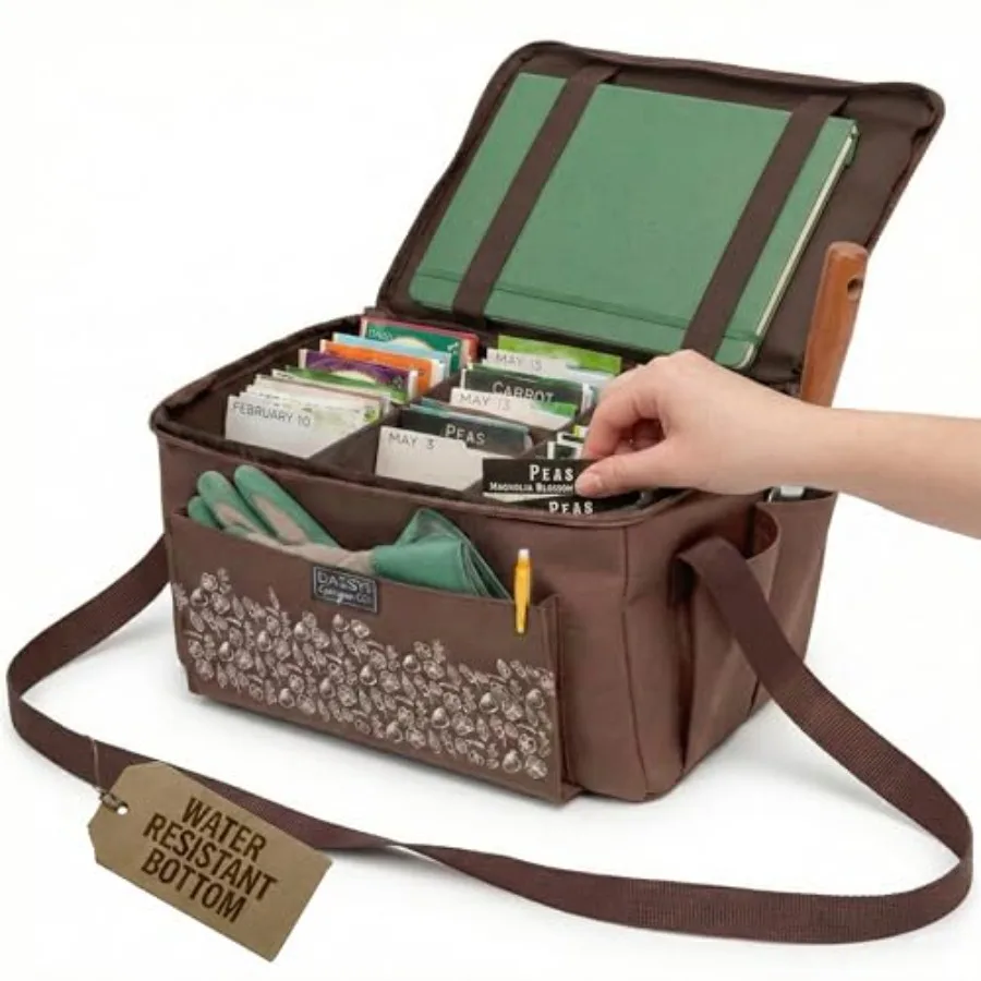 SEED STORAGE ORGANIZER TOTE BAG - Flexible Canvas Seed Organizer Holds 180 Seed Packets with Shoulder Strap, Side Pockets and 1
SEED STORAGE ORGANIZER TOTE BAG - Flexible Canvas Seed Organizer Holds 180 Seed Packets with Shoulder Strap, Side Pockets and 1