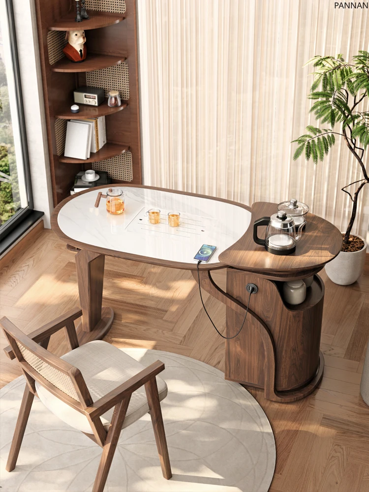 Solid wood balcony tea table household new Chinese small apartment modern simple rock slab tea table
Solid wood balcony tea table household new Chinese small apartment modern simple rock slab tea table