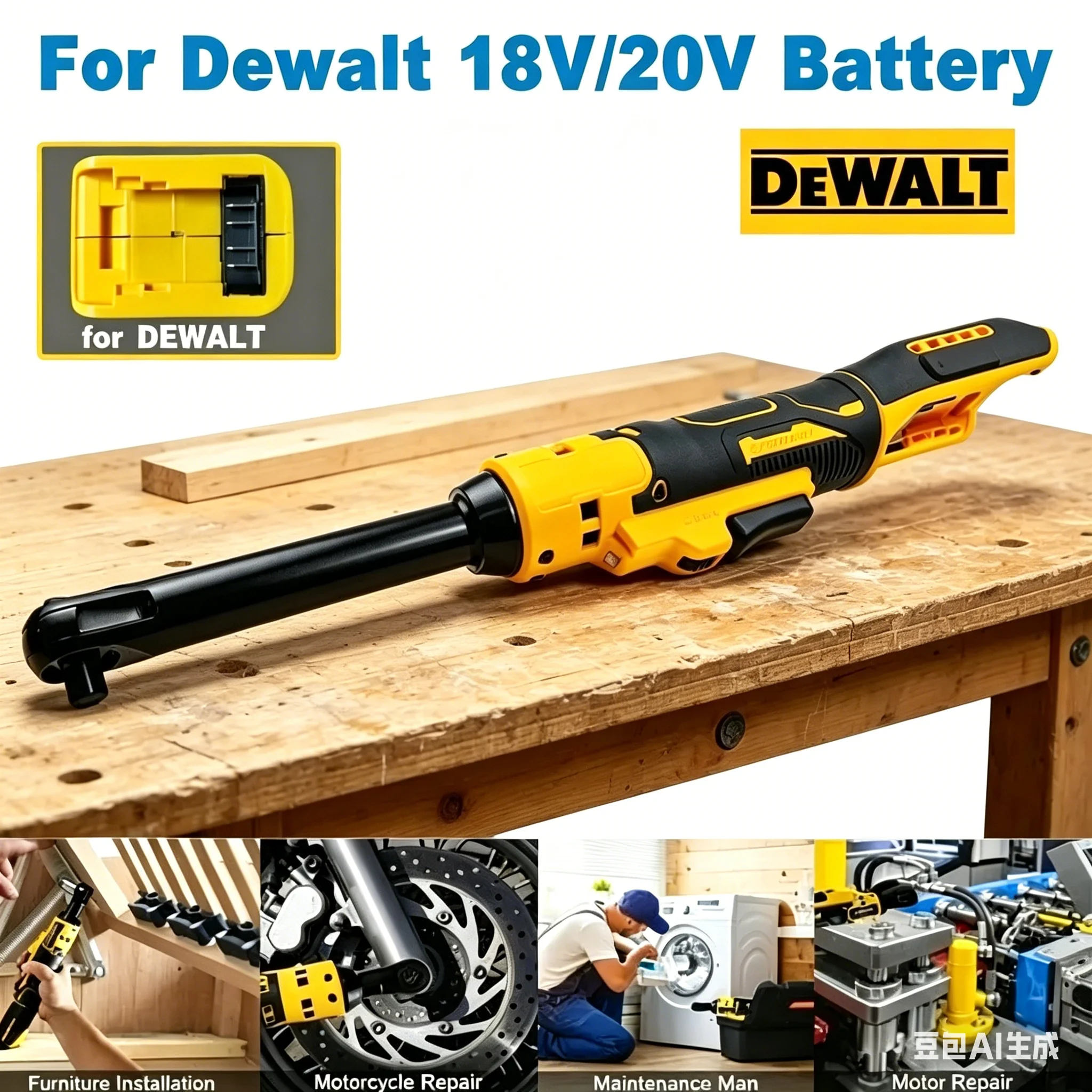 DEWALTJLBS 6-inch 3/8 " Electric Ratchet Wrench for DEWALT Battery extension Head Disassembly Nut 220N. M Cordless Drive Tool
DEWALTJLBS 6-inch 3/8 " Electric Ratchet Wrench for DEWALT Battery extension Head Disassembly Nut 220N. M Cordless Drive Tool