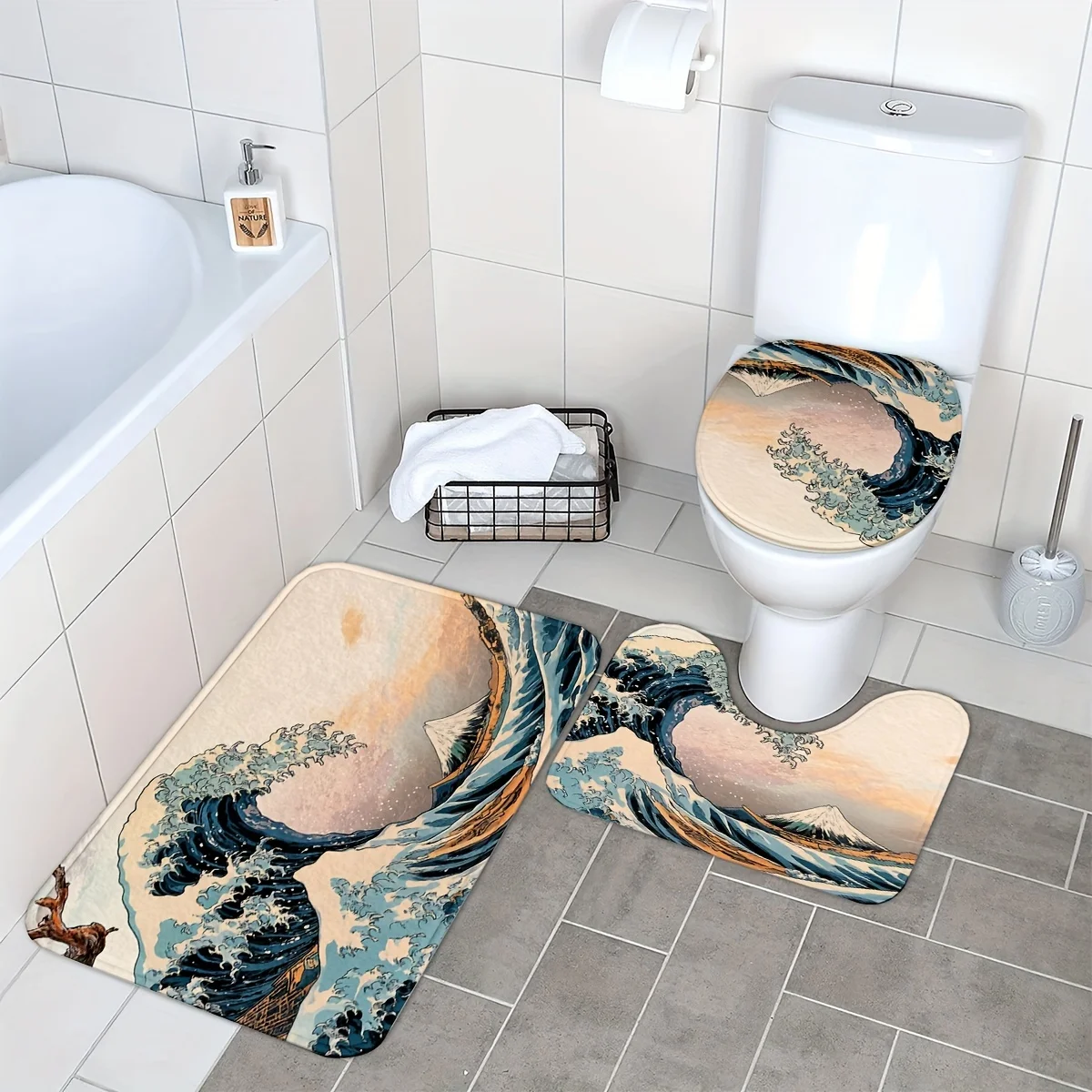 Набор ковриков для ванной и спальни с волнистым узором из 3 предметов — нескользящий коврик, который можно стирать в машине включает коврик для ванной U-образный коврик для унитаза и чехол
Набор ковриков для ванной и спальни с волнистым узором из 3 предметов — нескользящий коврик, который можно стирать в машине включает коврик для ванной U-образный коврик для унитаза и чехол